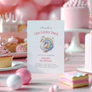 Invitation Rainbow Heart One Lucky Duck Girl Premier annivers