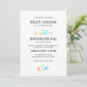 Invitation Rainbow Heart Script mignon Mariage LGBT (Debout devant)