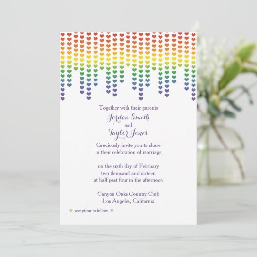 Invitation Rainbow Hearts (Debout devant)