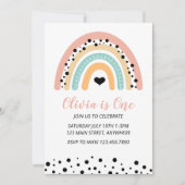 Invitation Rainbow & Hearts 1er fête d'anniversaire (Devant)