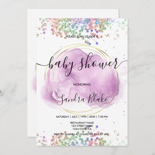 Invitation Rainbow Holographic Parties scintillant Drivers Ba (Devant / Derrière)