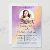 Invitation Rainbow Holographic Parties scintillant Ombre phot (Devant)