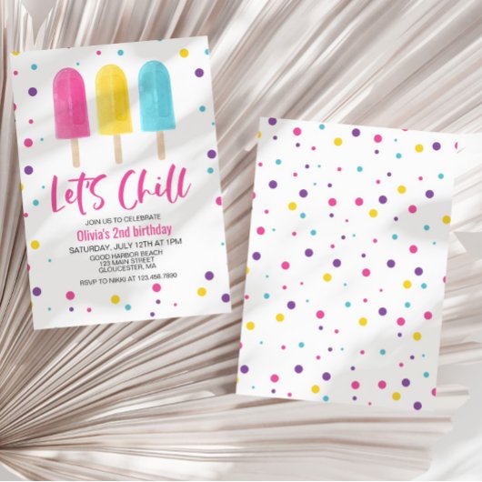 Invitation Rainbow Ice Pop Chill Summer Anniversaire