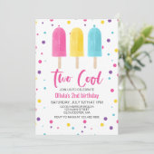 Invitation Rainbow Ice Pop Deux Cool Anniversaire d'été (Debout devant)