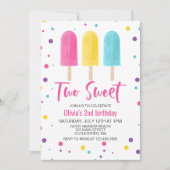 Invitation Rainbow Ice Pop Two Sweet Summer Birthday (Devant)