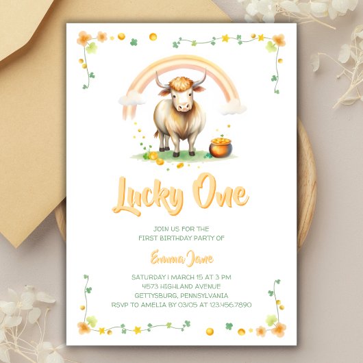 Invitation Rainbow Jour de la Saint Patrick Lucky One 1er ann