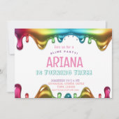 Invitation Rainbow Kids 3ème Slime fête d'anniversaire (Devant)
