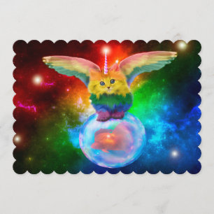 Invitation Rainbow Kitten Space Bubble Fish Événement Invitat