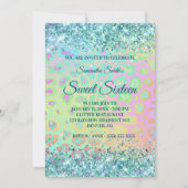 Invitation Rainbow Leopard Faux Parties scintillant Turquoise (Devant)