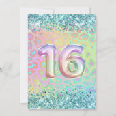 Invitation Rainbow Leopard Faux Parties scintillant Turquoise (Dos)