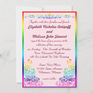 Invitation Rainbow Lesbian Elegant Mariage de la fierté éléga