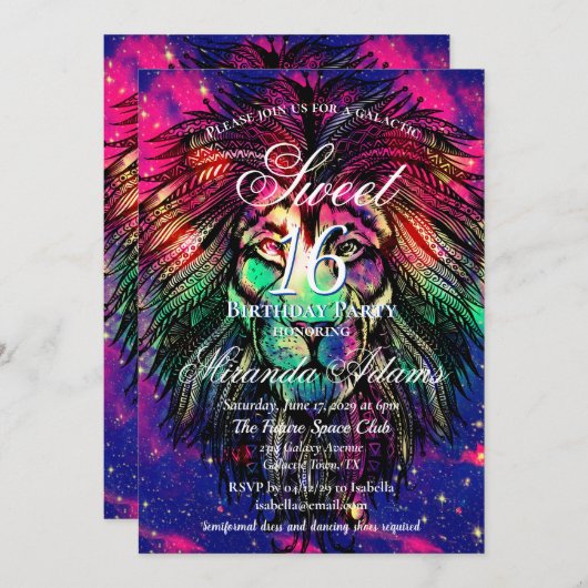 Invitation Rainbow Lion (Devant / Derrière)