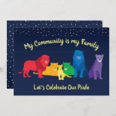 Invitation Rainbow Lion Pride LGBT Pride (Devant / Derrière)