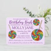Invitation Rainbow Lollipop Candy Purple Anniversaire Bash Pa (Debout devant)