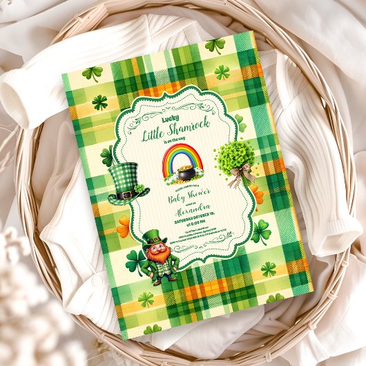 Invitation Rainbow Lucky Little Baby shower Shamrock