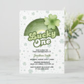 Invitation Rainbow Lucky One Green Clover Anniversaire de enf (Debout devant)