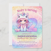 Invitation Rainbow Magical Chibi Unicorn anniversaire (Devant)
