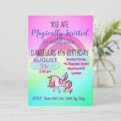 Invitation Rainbow Magical Unicorn Party Joyeux anniversaire (Debout devant)