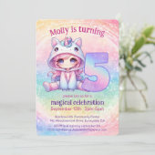 Invitation Rainbow magique chibi fille Unicorn 5e anniversair (Debout devant)