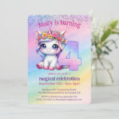 Invitation Rainbow magique Unicorn 4e anniversaire (Debout devant)