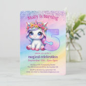 Invitation Rainbow magique Unicorn 5e anniversaire (Debout devant)