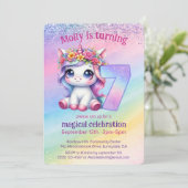 Invitation Rainbow magique Unicorn whimsicle 7e anniversaire (Debout devant)