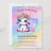 Invitation Rainbow magique Unicorn whimsicle 7e anniversaire (Devant)
