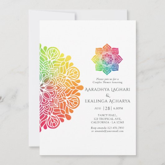 Invitation Rainbow Mandala Indian Couples Douche (Devant)