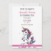 Invitation Rainbow Mane Sparkle Unicorn Girl 10th Birthday (Devant)