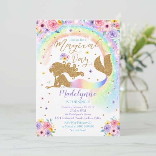 Invitation Rainbow Mermaid (Debout devant)