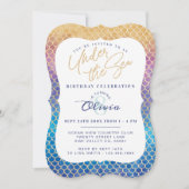 Invitation Rainbow Mermaid Scales Photo Anniversaire Invitati (Devant)