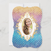 Invitation Rainbow Mermaid Scales Photo Anniversaire Invitati (Dos)