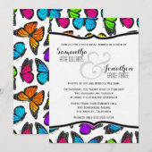 Invitation Rainbow Monarch Butterfly Reheasal Dîner Invitatio (Devant / Derrière)