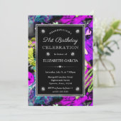 Invitation Rainbow Neon Abstraite Parties scintillant Frame 2 (Debout devant)