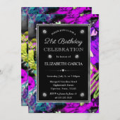 Invitation Rainbow Neon Abstraite Parties scintillant Frame 2 (Devant / Derrière)