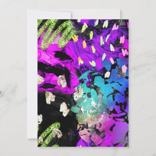 Invitation Rainbow Neon Parties scintillant Abstraite 21e ann (Dos)