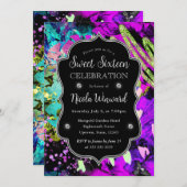 Invitation Rainbow Neon Parties scintillant Abstraite Sweet 1 (Devant / Derrière)