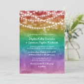 Invitation Rainbow Ombre String Lights Détails Mariage gay (Debout devant)