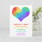 Invitation Rainbow Paint Heart Gay Lesbian Mariage (Debout devant)