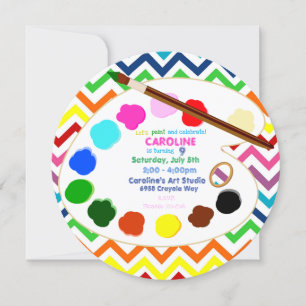 Invitation Rainbow Painting Art Party, Pois, Grandes