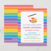 Invitation Rainbow Painting Arts Anniversaire de enfant Party (Devant / Derrière)