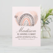 Invitation Rainbow Pampas Doodle Baby shower bohème (Debout devant)