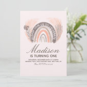 Invitation Rainbow Pampas Doodle Bohème Anniversaire Rustique (Debout devant)