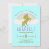 Invitation Rainbow Parties scintillant Unicorn Anniversaire F (Devant)