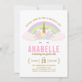 Invitation Rainbow Parties scintillant Unicorn Anniversaire F (Devant)