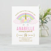 Invitation Rainbow Parties scintillant Unicorn Anniversaire F (Debout devant)