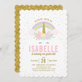 Invitation Rainbow Parties scintillant Unicorn Anniversaire F (Devant / Derrière)