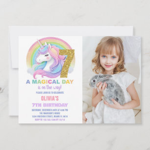 Invitation Rainbow Parties scintillant Unicorn Anniversaire I