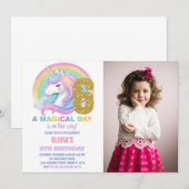 Invitation Rainbow Parties scintillant Unicorn Anniversaire I (Devant / Derrière)