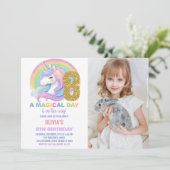 Invitation Rainbow Parties scintillant Unicorn Anniversaire I (Debout devant)
